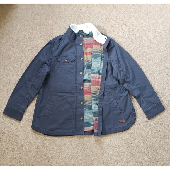LL Bean BeanFlex Utility Jacket Blanket Lined Fleece Collar Carbon Navy Blue 1X - Picture 4 of 10